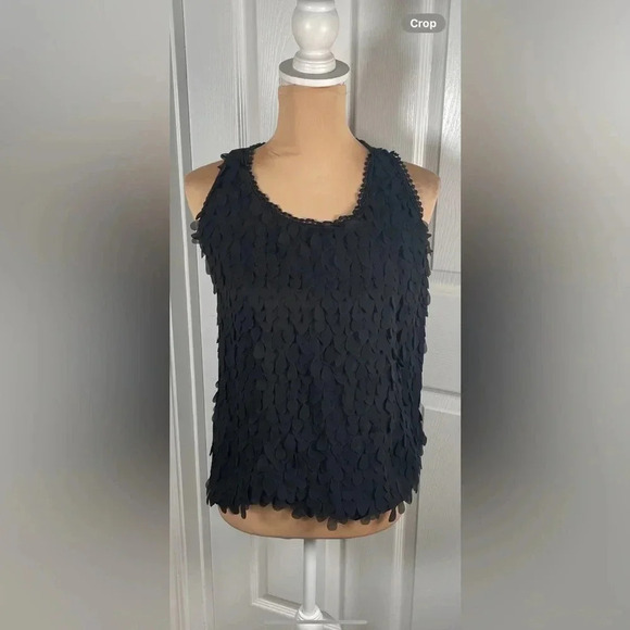 🖤 Made In Italy Black Floral Ruffle Front Blouse Medium - Picture 5 of 9